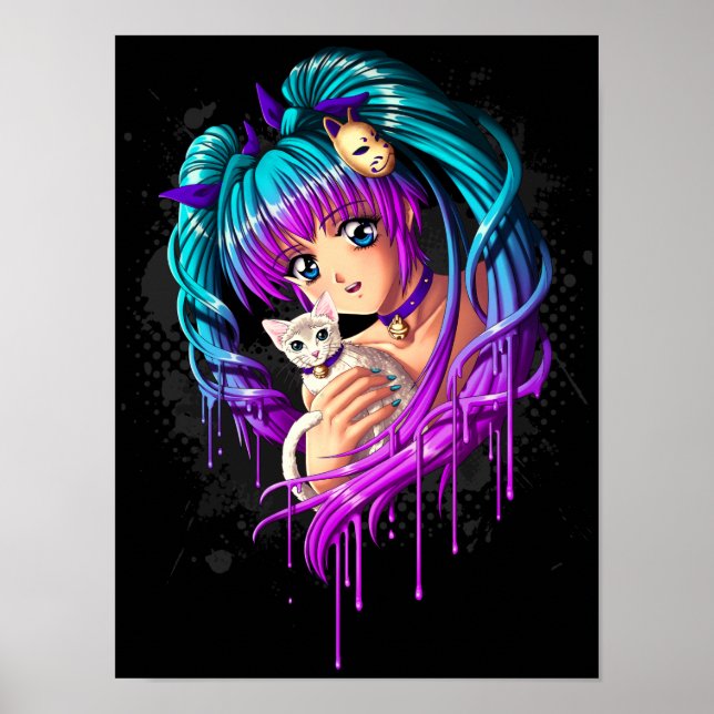 Poster Kitten e Pigtail Manga Girl (Frente)