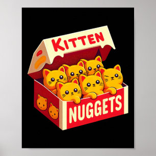 Poster Kitten Nuggets Comida Pun Gato Pover Gift Galinha 