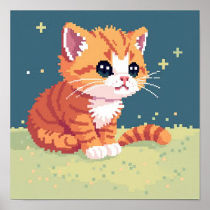 Poster Kitten Pixelado