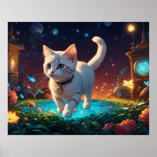 Poster *~* Kitty Cat 5:4 Feline Kitten Celestial Fantasy (Frente)