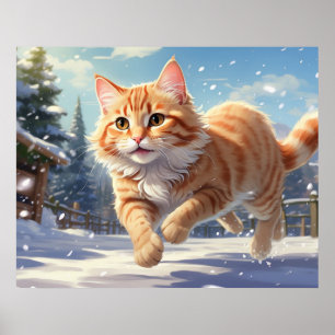 Poster *~* Kitty Cat 5:4 Kitten Snow Reproduzindo AP68