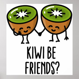 Poster Kiwi sejam amigos BFF Kawaii casal bonitinho fruta