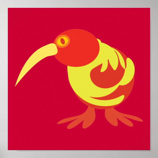 Poster Kiwi vermelho e amarelo (Frente)