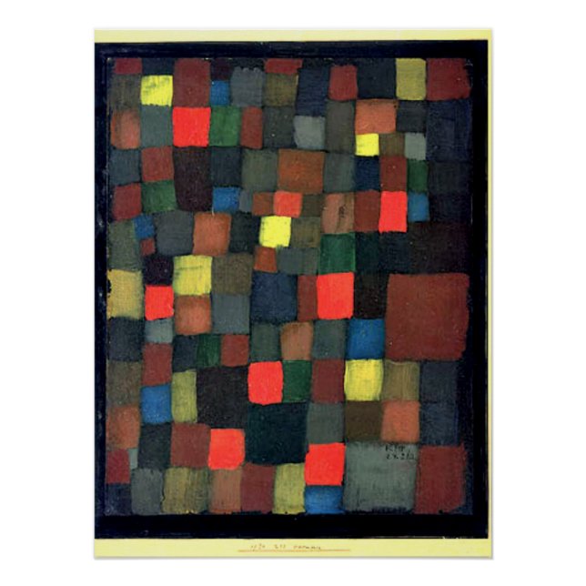 Pôster Klee - Abstrato Cor Harmonia com Quadrados (Frente)