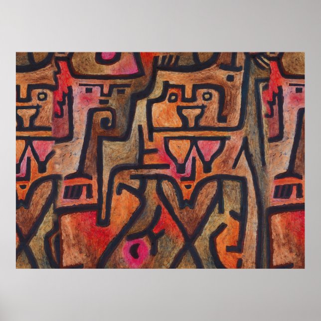 Poster Klee Abstrato Vermelho Expressionista Abstrato Nat (Frente)