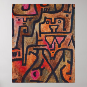 Pôster Klee Abstrato Vermelho Expressionista Abstrato Nat