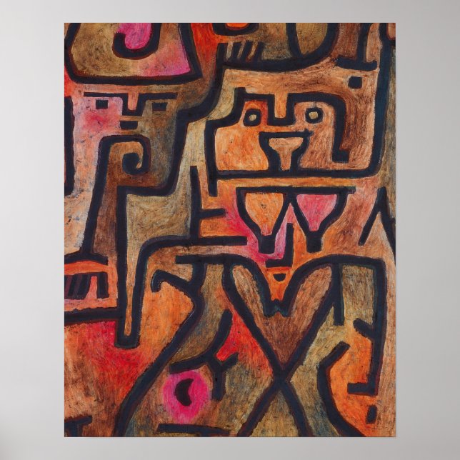 Pôster Klee Abstrato Vermelho Expressionista Abstrato Nat (Frente)