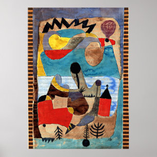 Pôster Klee - Paisagem castanha com relâmpagos pretos