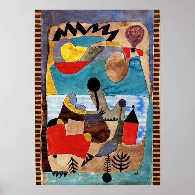 Pôster Klee - Paisagem do Castelo com relâmpagos pretos (Frente)