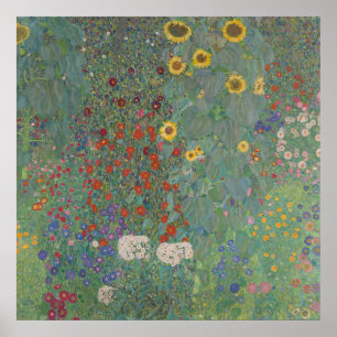 Poster Klimt: Jardim de Fazendas com Sunflower, 1907