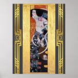 Poster Klimt Judith Salome Art Nouveau Deco<br><div class="desc">As maiores pinturas da história,  restauradas digitalmente,  iluminadas e recoloridas para hoje. Judith II (Salome) foi pintada em 1909 por Gustav Klimt no estilo Art Nouveau (Moderno).</div>