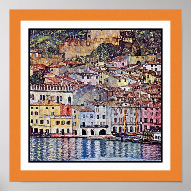 Poster Klimt Malcesine no lago Garda - Alterar Cor do Qua (Frente)