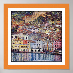Poster Klimt Malcesine no lago Garda - mude a cor do