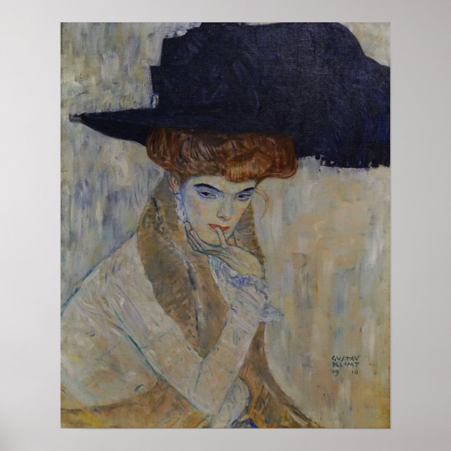Poster Klimt - O Chapéu de Pena Preta 1910 (Frente)