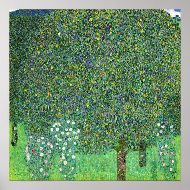 Poster Klimt - Roseiras Sob as Árvores (Frente)