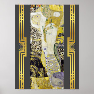 Poster Klimt Serpentes de Água Restaurada Art Nouveau