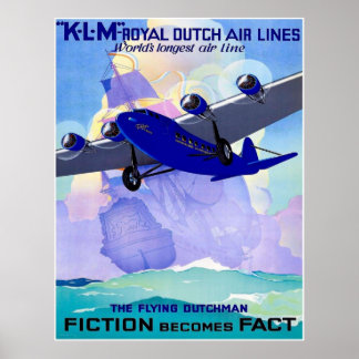 Poster KLM Flying Dutchman Viagens vintage Publicidade Pr
