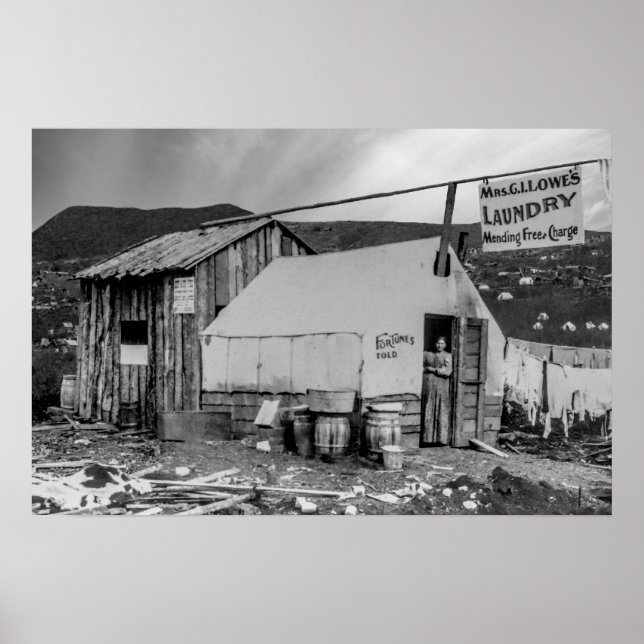 Poster Klondike Dourado Rush Laundry - Cidade de Dawson,  (Frente)