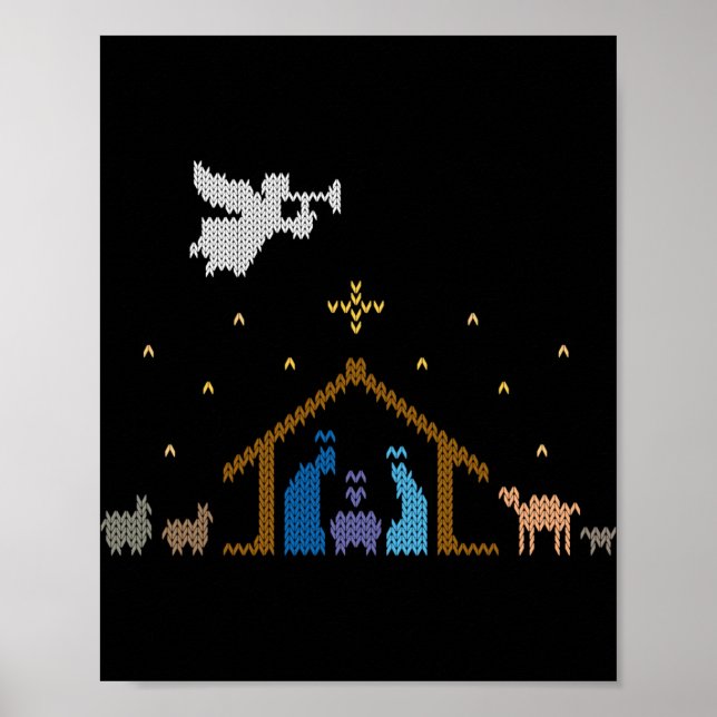 Poster Knitted Nativity Christmas Sweater Christian Jesus (Frente)