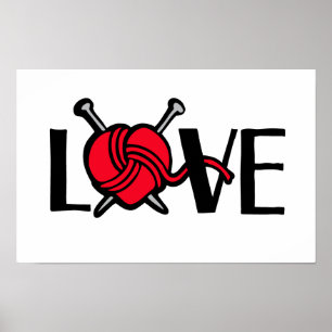 Pôster Knitters do amor que fazem malha a arte gráfica