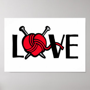 Pôster Knitters do amor que fazem malha a arte gráfica