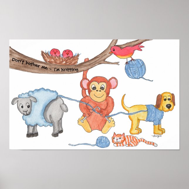 Poster Knitting - Don't Bother Me - I'm Knitting (Frente)