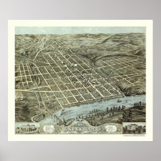 Pôster Knoxville, Mapa Panorâmico TN - 1871
