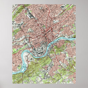 Pôster Knoxville Tennessee Mapa (1978)