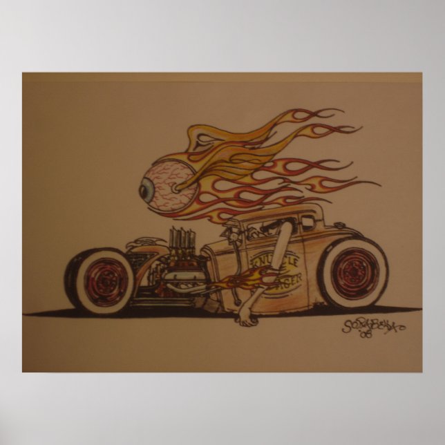 Poster Knuckle arrastando a cor (Frente)