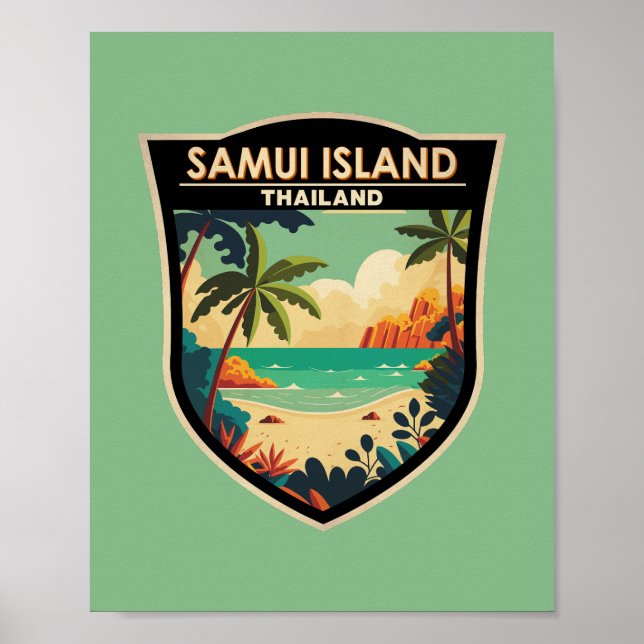 Poster Ko Samui Island Thailand Viagem Art Crachá (Frente)