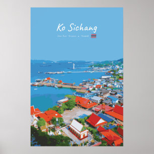 Poster Ko Sichang, Tailândia - Vista Vibrante do Porto