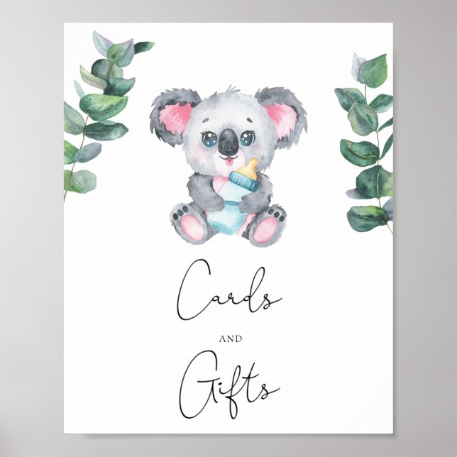Poster Koala Bear - chá de fraldas de cartões e presentes (Frente)