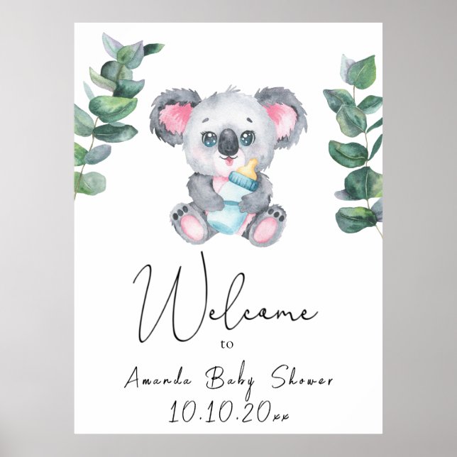 Poster Koala Bear e Eucalyptus - Conselho de espuma bem-v (Frente)