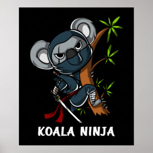 Poster Koala Bear Ninja Samurai Martial Arts Animal