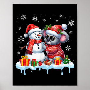 Poster Koala Bear Sungles Sweater Construiu Snowman Xmas 