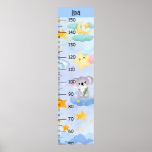 Poster Koala Bonita com Gráficos de Crescimento de Nuvens