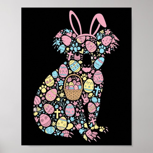 Poster Koala Bunny Páscoa Páscoa De Ovos Mulheres Mens Cr (Frente)