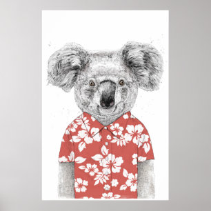 Poster Koala do verão (vermelho)