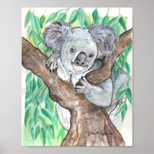 Poster Koala em pintura em árvore de Eucalyptus