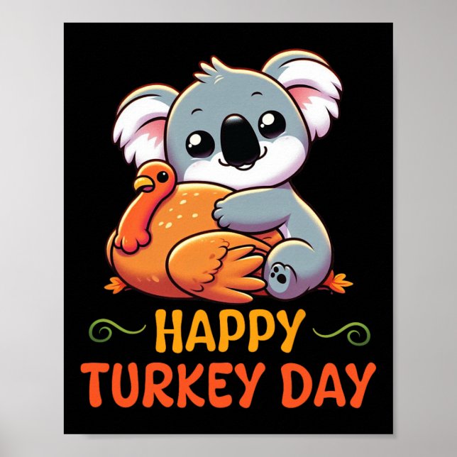 Poster Koala Hugging Turquia Feliz Dia de Ação de Graças  (Frente)