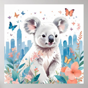 Poster Koala Vintage Animal Nature Environment Forest Art