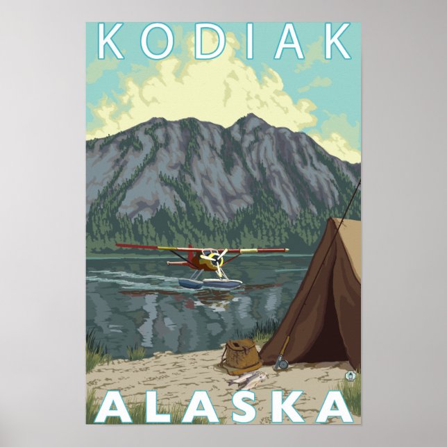 Pôster Kodiak, AlaskaBush Plane Fishing (Frente)