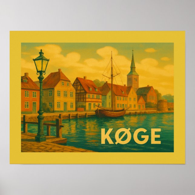 Poster Køge Dinamarca Cidade Velha (Frente)
