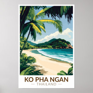 Poster Koh Pha Ngan Tailândia Viagem Art Vintage