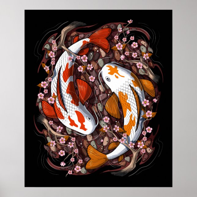 Poster Koi Fish Cherry Blossom (Frente)