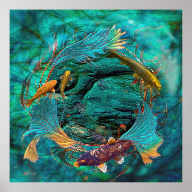 Poster Koi Fish "SWIMMING IN PEACE" (Frente)