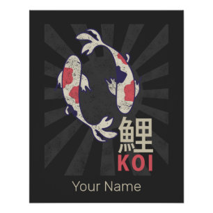 Pôster Koi Vintage Nishikigoi Japonês Carp para Aquarista