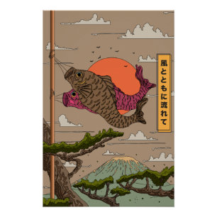 Pôster Koinobori Flui com o Vento