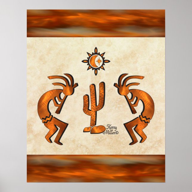 Poster Kokopelli E Cactus (Frente)