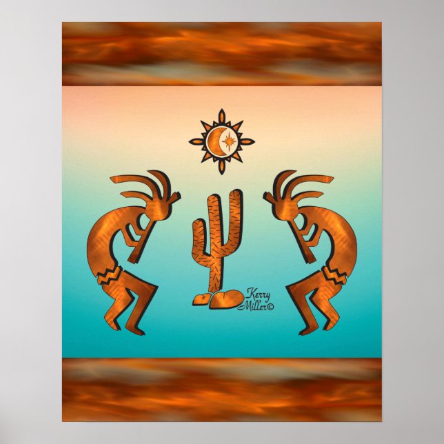 Poster Kokopelli E Cactus (Frente)